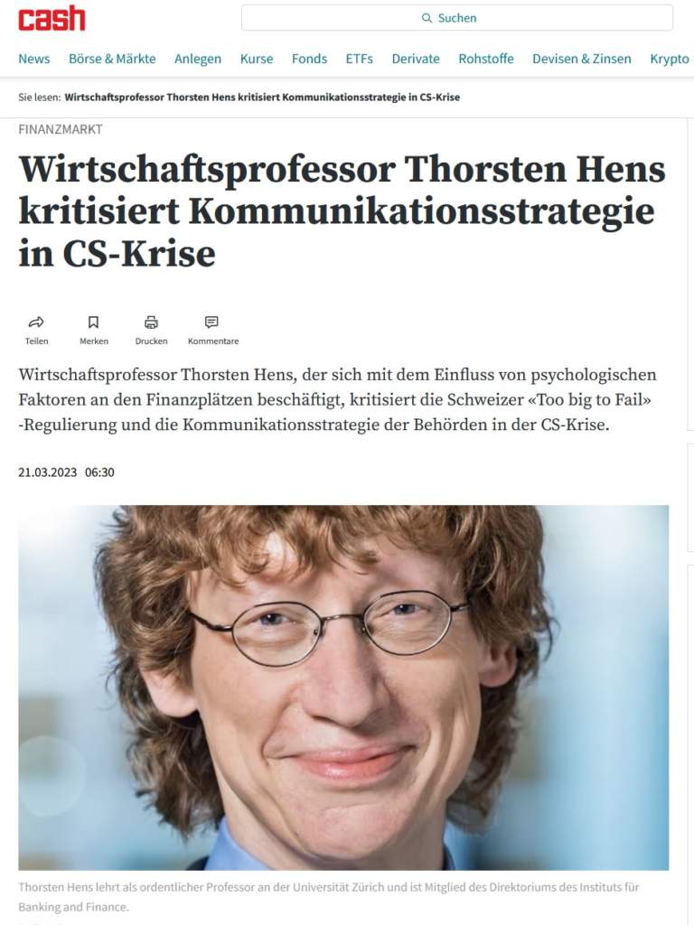 Cash Interview mit Thorsten Hens März 2023