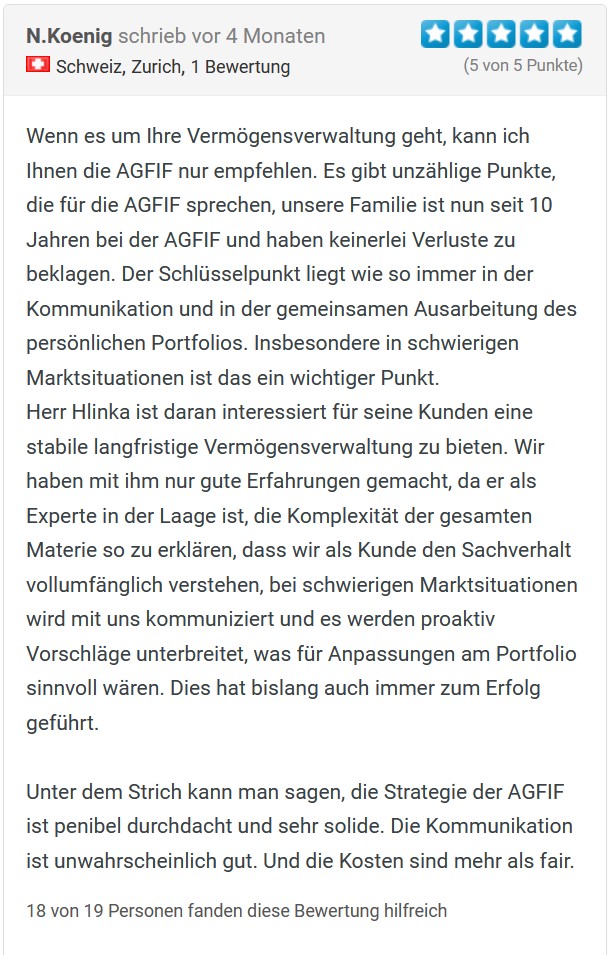 Testimonial for AGFIF International from N. Koenig